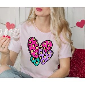 Cheetah Hearts- Full Color- Screen Print Transfer-Heat Transfer-Superbowl